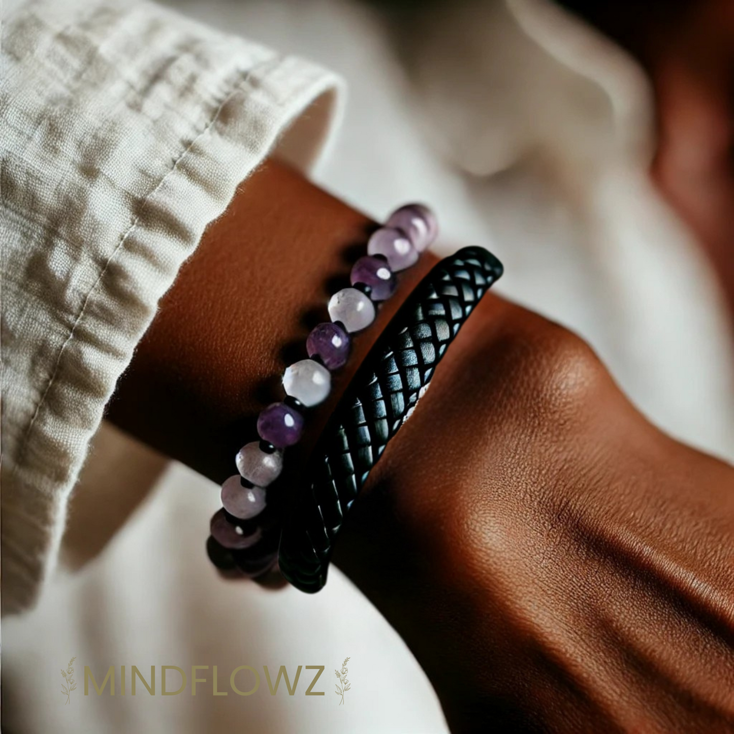 Leff - Amethist Lederen Armband