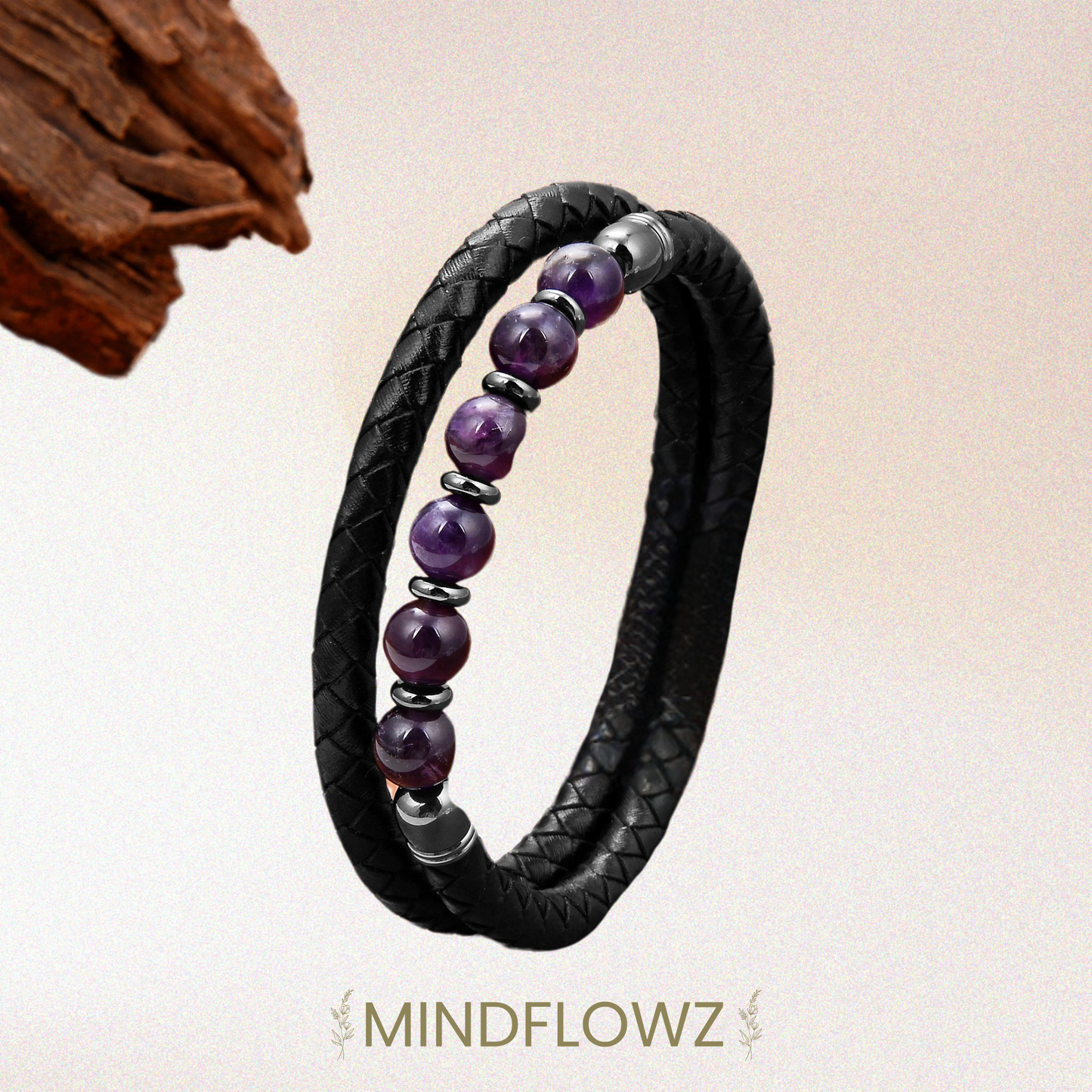 Leff - Amethist Lederen Armband