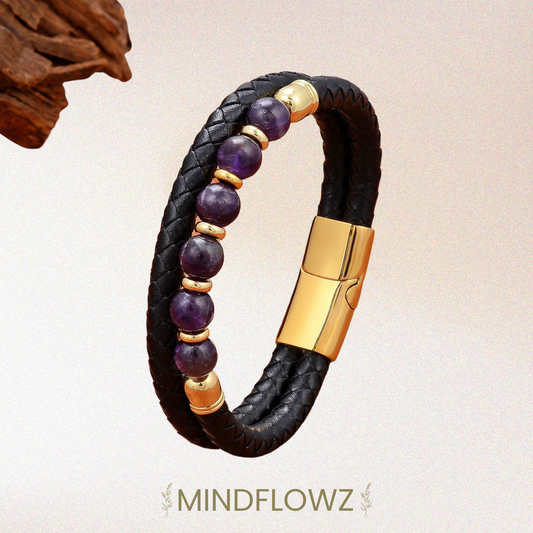 Leff - Amethist Lederen Armband